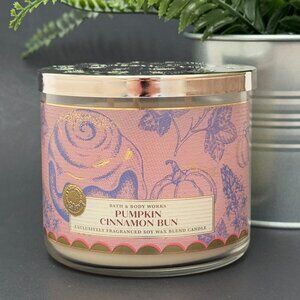 BBW Pumpkin Cinnamon Bun Bath & Body Works 3 Wick Candle